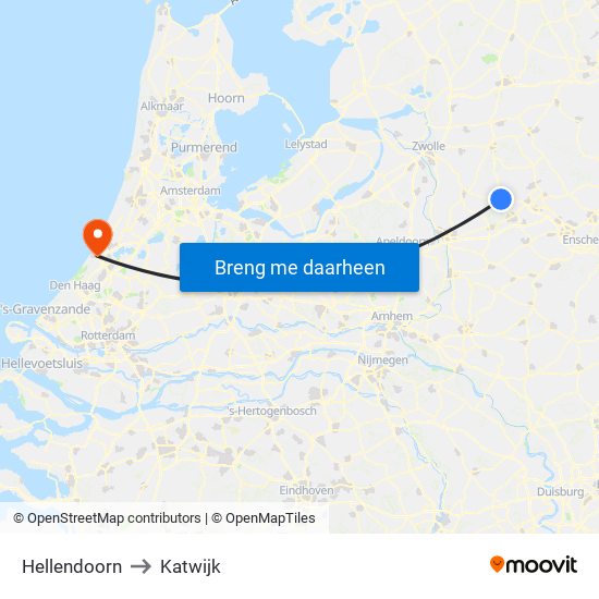 Hellendoorn to Katwijk map