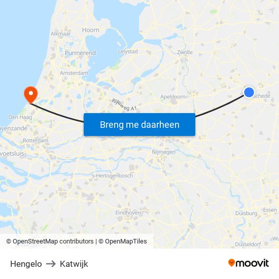 Hengelo to Katwijk map