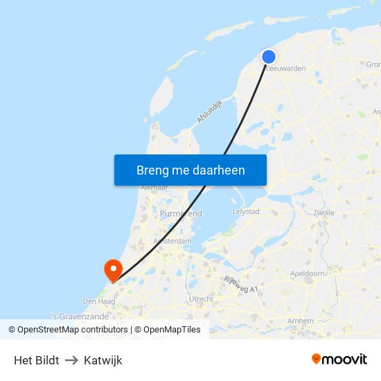 Het Bildt to Katwijk map
