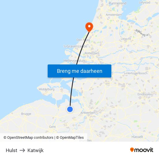 Hulst to Katwijk map