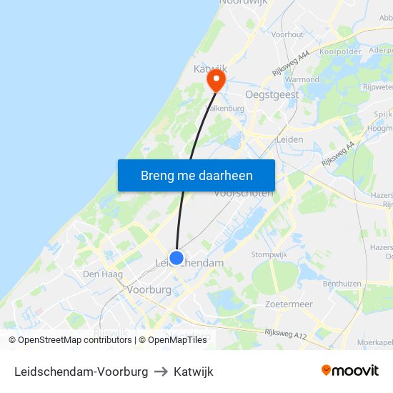 Leidschendam-Voorburg to Katwijk map