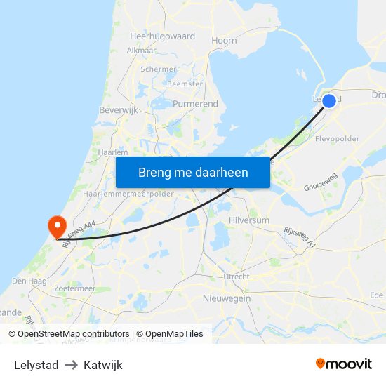 Lelystad to Katwijk map