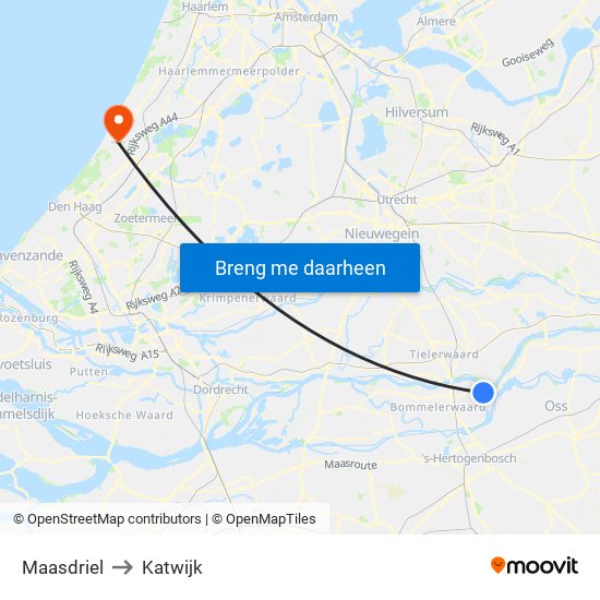 Maasdriel to Katwijk map