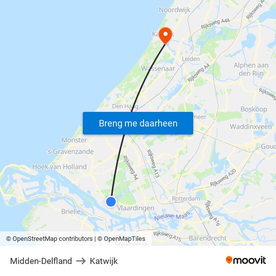 Midden-Delfland to Katwijk map