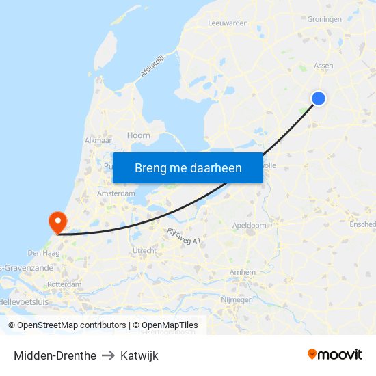 Midden-Drenthe to Katwijk map