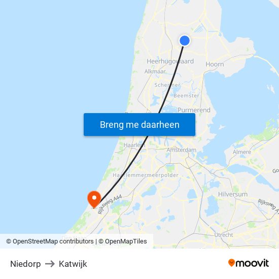 Niedorp to Katwijk map