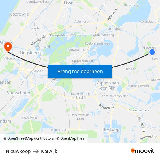 Nieuwkoop to Katwijk map
