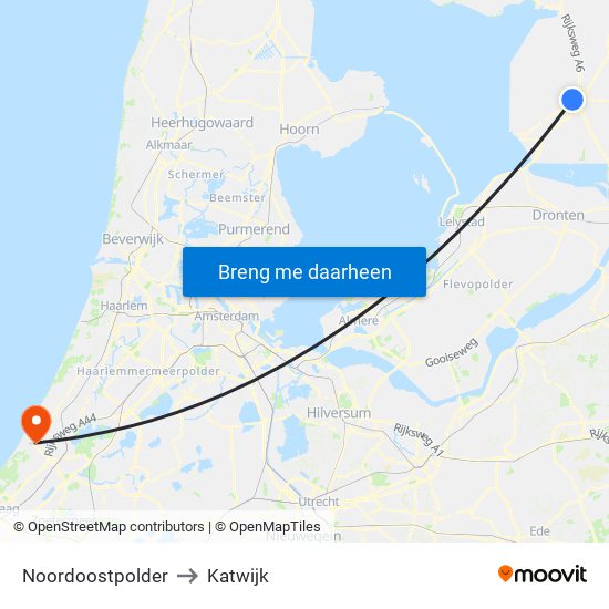 Noordoostpolder to Katwijk map