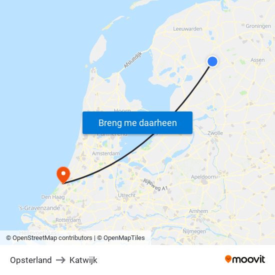 Opsterland to Katwijk map