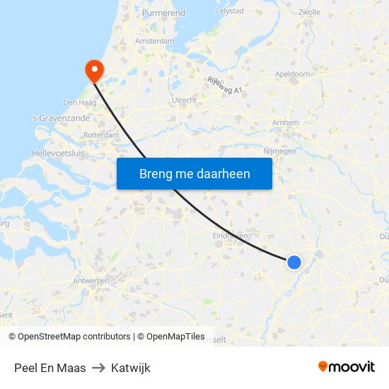 Peel En Maas to Katwijk map
