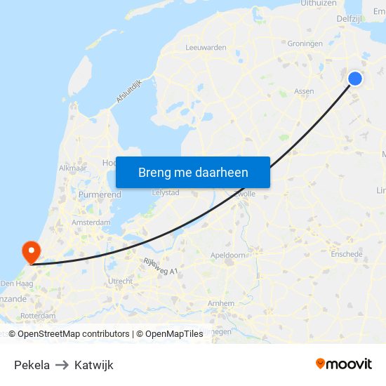 Pekela to Katwijk map