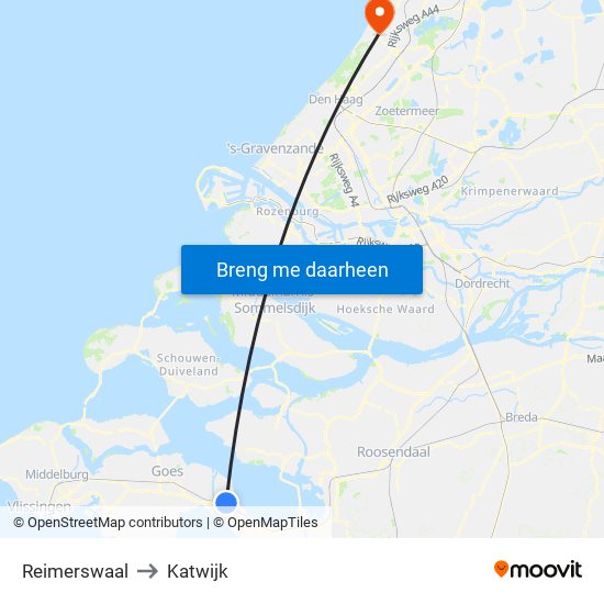 Reimerswaal to Katwijk map