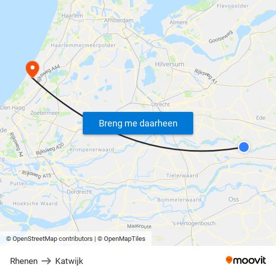 Rhenen to Katwijk map