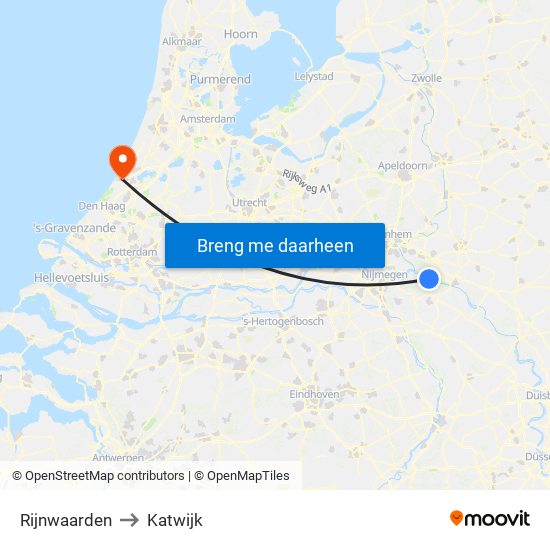 Rijnwaarden to Katwijk map