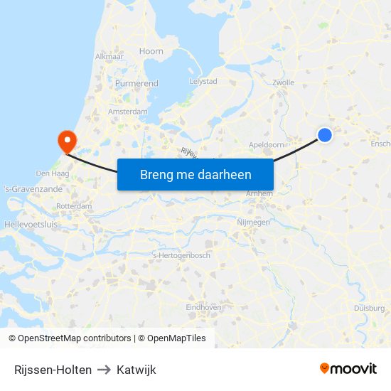 Rijssen-Holten to Katwijk map