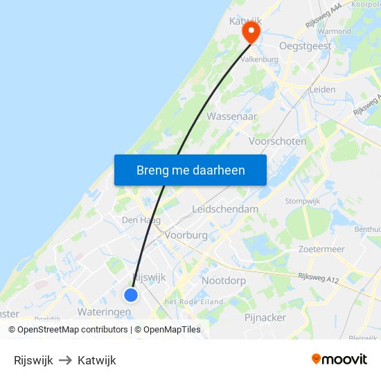 Rijswijk to Katwijk map