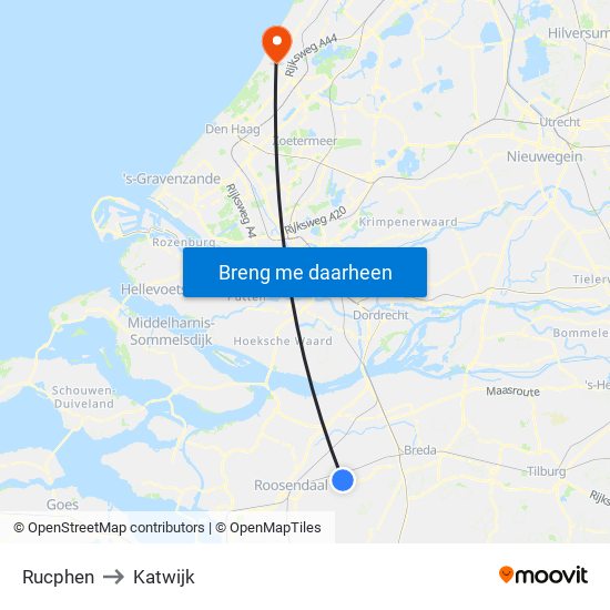Rucphen to Katwijk map