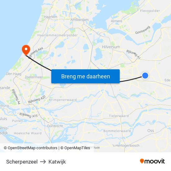 Scherpenzeel to Katwijk map