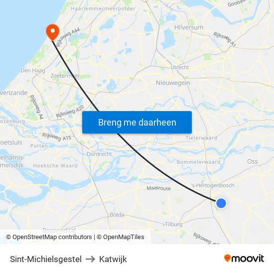 Sint-Michielsgestel to Katwijk map