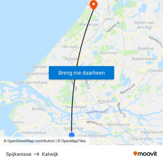 Spijkenisse to Katwijk map