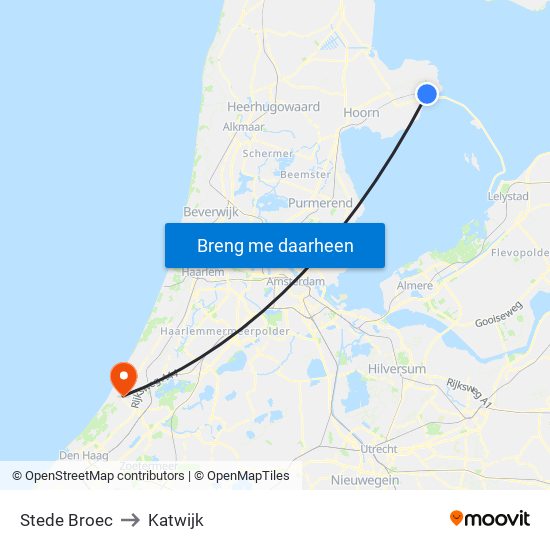 Stede Broec to Katwijk map