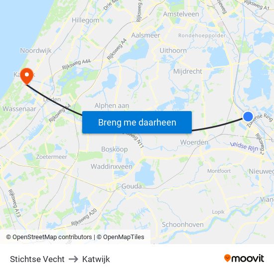 Stichtse Vecht to Katwijk map