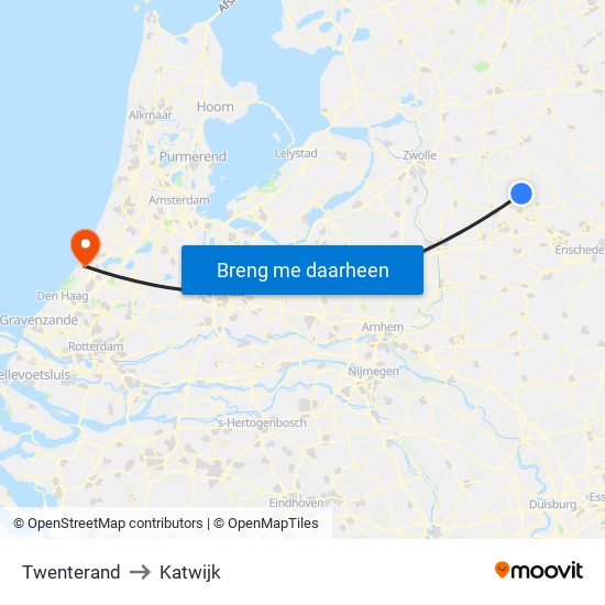 Twenterand to Katwijk map