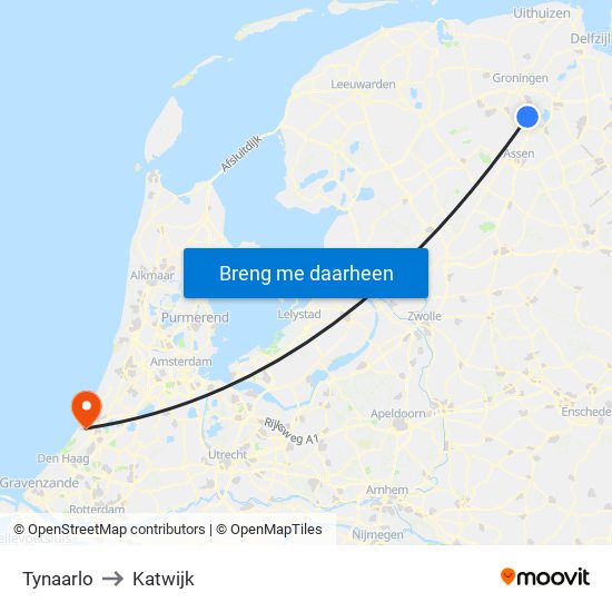 Tynaarlo to Katwijk map