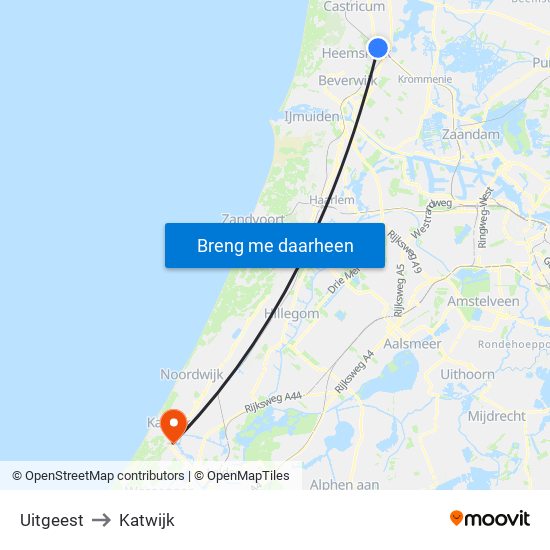 Uitgeest to Katwijk map