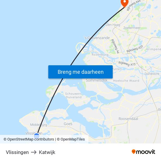 Vlissingen to Katwijk map