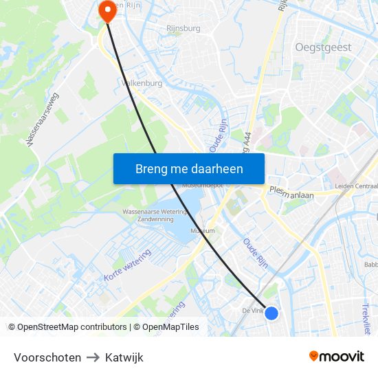 Voorschoten to Katwijk map