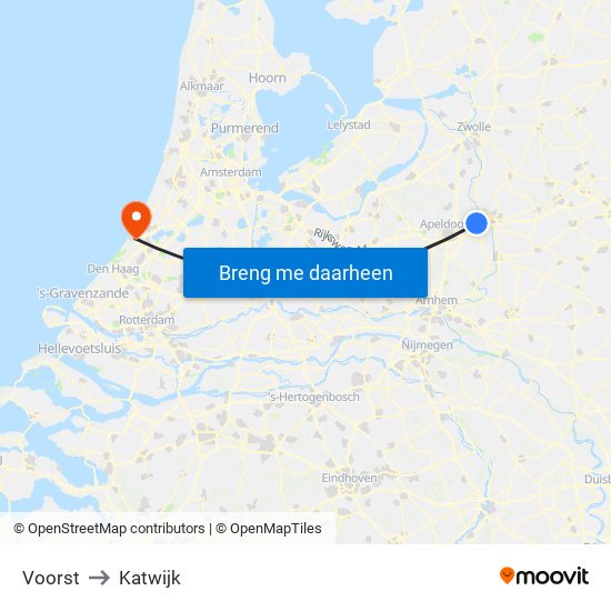 Voorst to Katwijk map