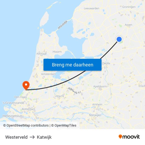 Westerveld to Katwijk map