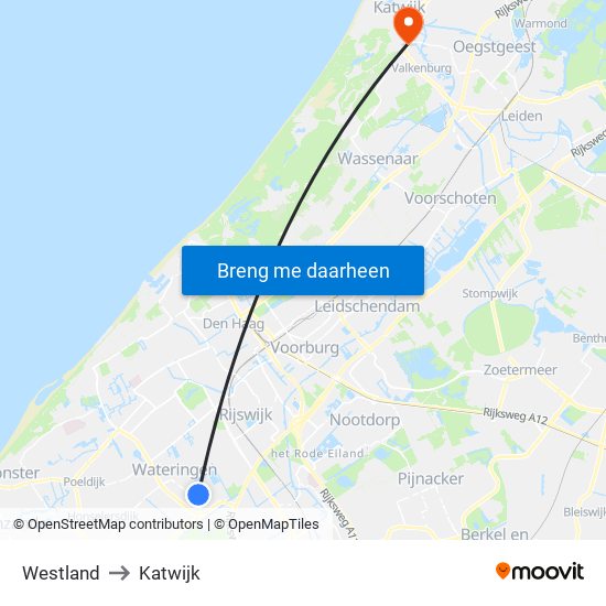 Westland to Katwijk map