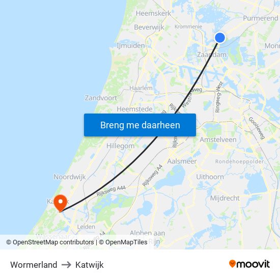 Wormerland to Katwijk map