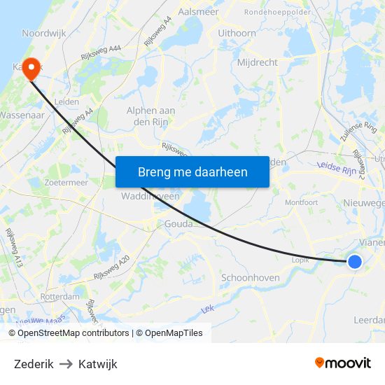Zederik to Katwijk map