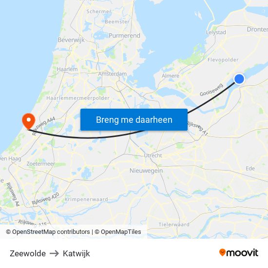 Zeewolde to Katwijk map