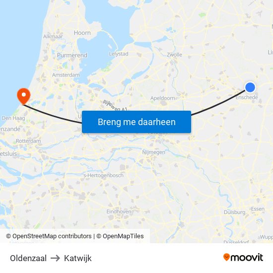 Oldenzaal to Katwijk map
