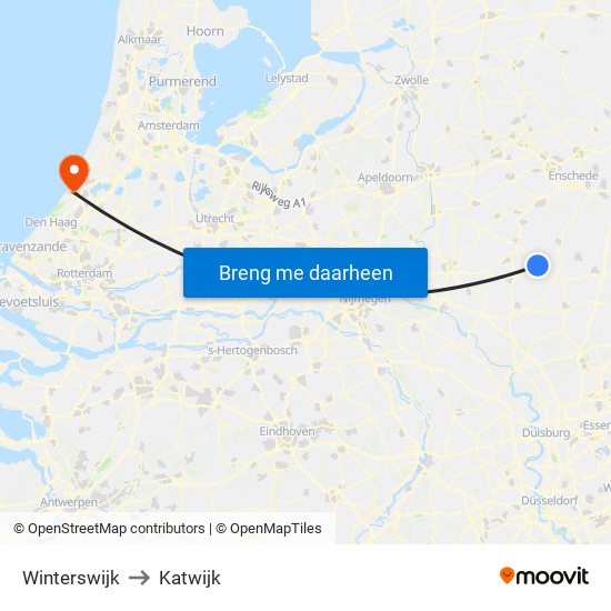 Winterswijk to Katwijk map
