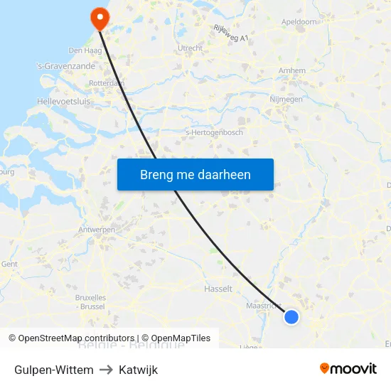 Gulpen-Wittem to Katwijk map