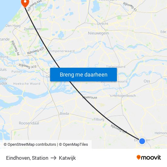 Eindhoven, Station to Katwijk map