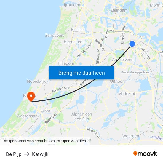 De Pijp to Katwijk map