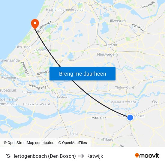 'S-Hertogenbosch (Den Bosch) to Katwijk map