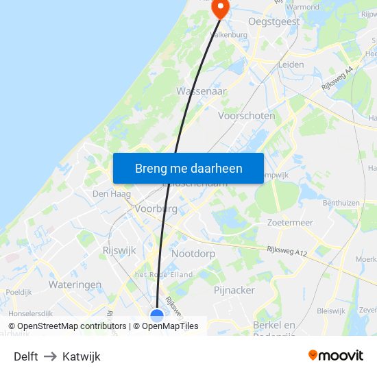 Delft to Katwijk map