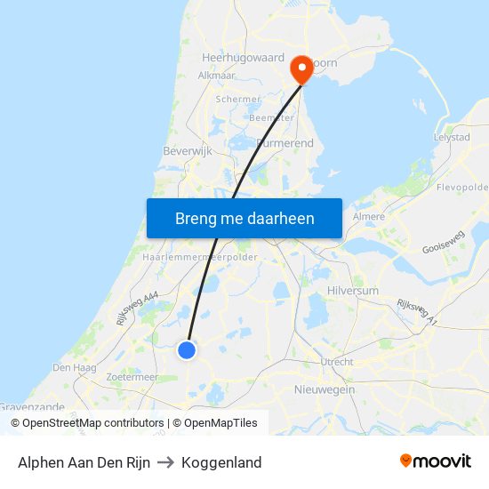 Alphen Aan Den Rijn to Koggenland map