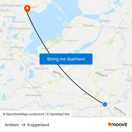 Arnhem to Koggenland map