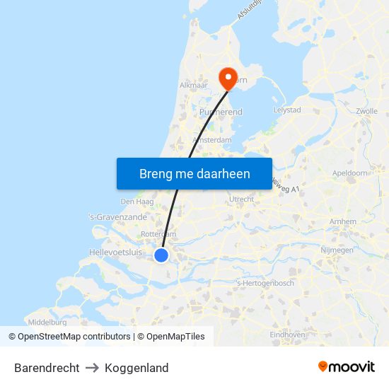 Barendrecht to Koggenland map