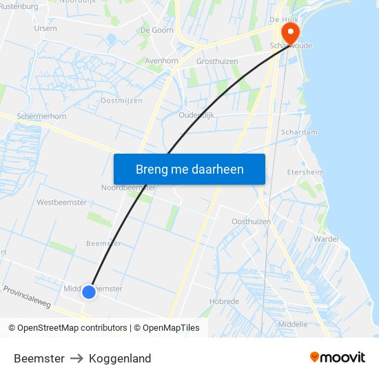 Beemster to Koggenland map