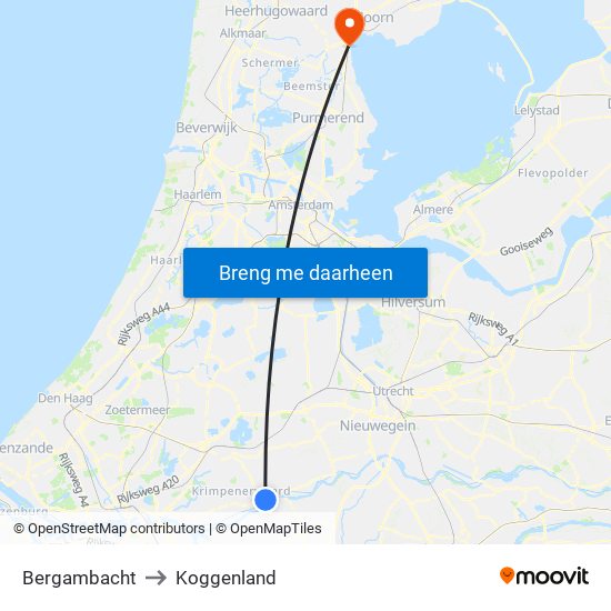 Bergambacht to Koggenland map