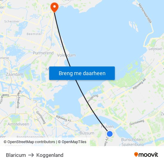 Blaricum to Koggenland map